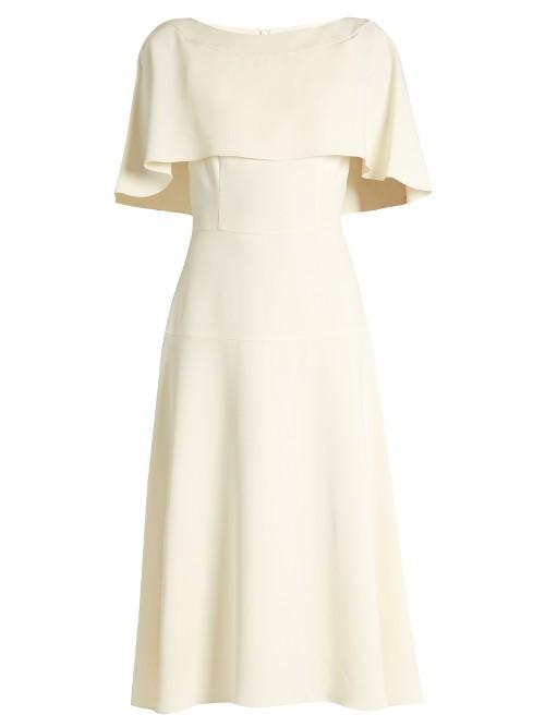 Osman Maria Cape-shoulder Crepe Midi Dress