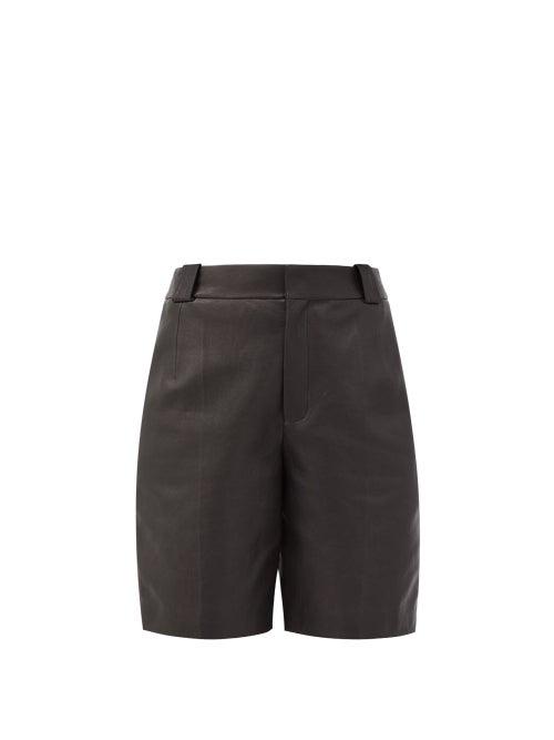 Matchesfashion.com Saint Laurent - Leather Bermuda Shorts - Womens - Black