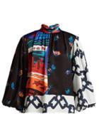 Matchesfashion.com Msgm - City Print Crepe Blouse - Womens - Black Multi