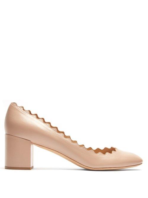Matchesfashion.com Chlo - Lauren Scallop Edge Leather Pumps - Womens - Light Nude