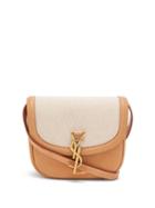 Matchesfashion.com Saint Laurent - Kaia Ysl-plaque Canvas And Leather Bag - Womens - Beige Multi