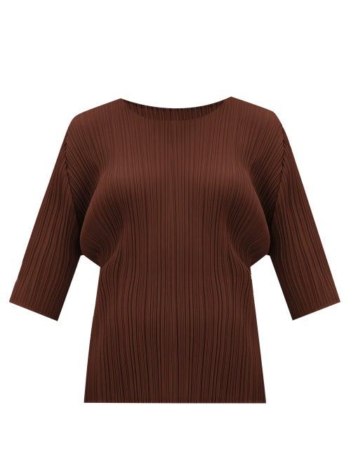 Matchesfashion.com Pleats Please Issey Miyake - Technical-pleated Top - Womens - Dark Brown