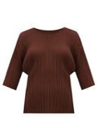 Matchesfashion.com Pleats Please Issey Miyake - Technical-pleated Top - Womens - Dark Brown
