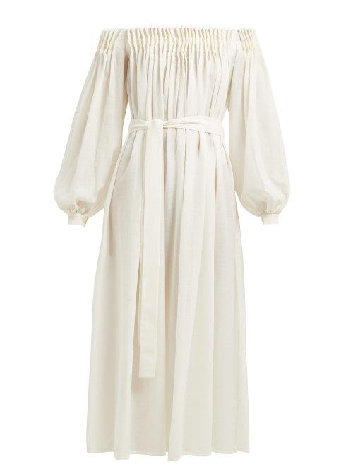 Matchesfashion.com Gabriela Hearst - Otalora Off The Shoulder Wool Blend Maxi Dress - Womens - Ivory