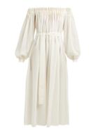Matchesfashion.com Gabriela Hearst - Otalora Off The Shoulder Wool Blend Maxi Dress - Womens - Ivory
