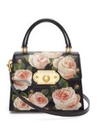 Matchesfashion.com Dolce & Gabbana - Welcome Rose Printed Grained Leather Bag - Womens - Black Multi