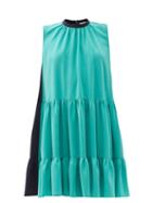 Matchesfashion.com Roksanda - Athisa Colour-block Tiered Crepe Dress - Womens - Green Multi