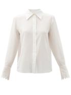 Matchesfashion.com Chlo - Logo-embroidered Silk Crepe De Chine Blouse - Womens - White