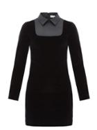 Matchesfashion.com Redvalentino - Satin Bib Velvet Mini Dress - Womens - Black