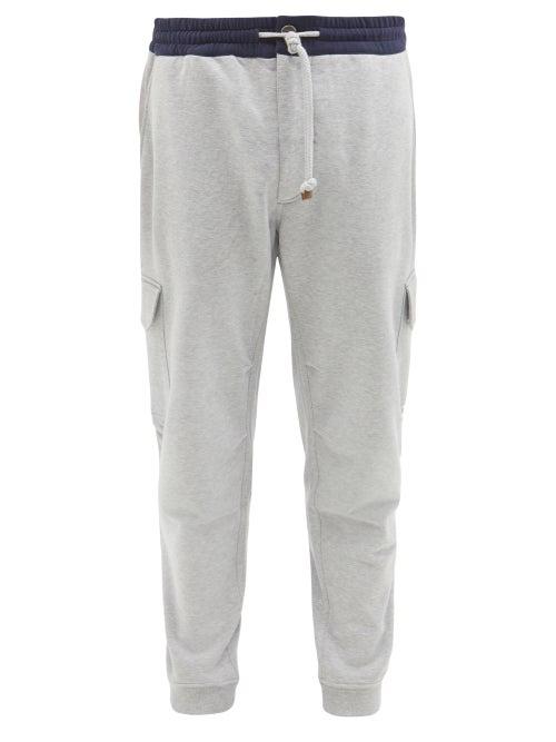 Mens Rtw Brunello Cucinelli - Cargo-pocket Cotton-jersey Track Pants - Mens - Grey Multi
