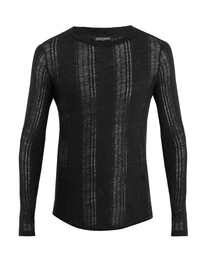 Balmain Distressed Linen Sweater