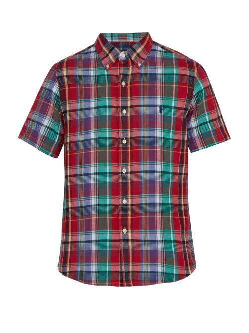 Matchesfashion.com Polo Ralph Lauren - Custom Fit Checked Short Sleeved Cotton Shirt - Mens - Red Multi