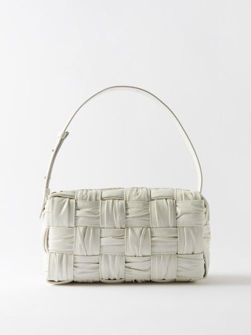 Bottega Veneta - Brick Cassette Intrecciato-leather Shoulder Bag - Womens - White