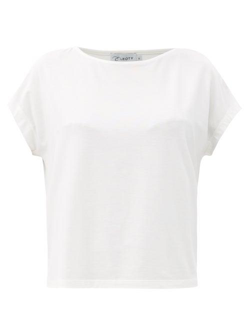 Ladies Activewear Ernest Leoty - Ludivine Boat-neck Tencel-blend T-shirt - Womens - White