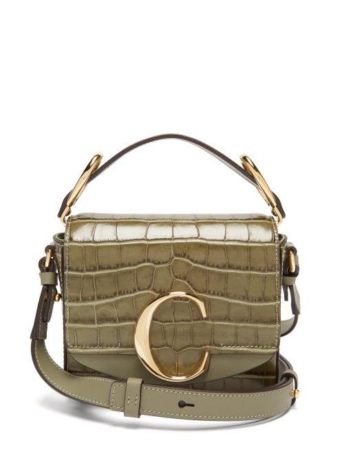 Matchesfashion.com Chlo - The C Mini Crocodile Effect Leather Cross Body Bag - Womens - Khaki