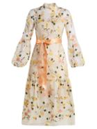 Matchesfashion.com Erdem - Sandra Floral Embroidered Organza Gown - Womens - White Multi