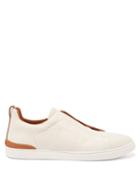 Ermenegildo Zegna - Xxx-logo Leather Slip-on Trainers - Mens - White