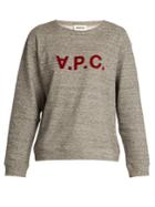 A.p.c. Flocked-logo Cotton-blend Sweatshirt