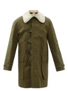 Loewe - Faux Shearling-collar Canvas Parka - Mens - Green