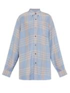 Matchesfashion.com Marni - Oversized Checked Organza Shirt - Mens - Blue