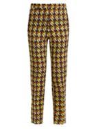 Matchesfashion.com Rochas - Geometric Print Wool Blend Trousers - Womens - Green Multi