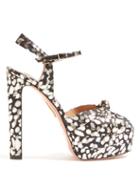 Matchesfashion.com Aquazzura - Evita 130 Leopard Platform Sandals - Womens - Black Gold