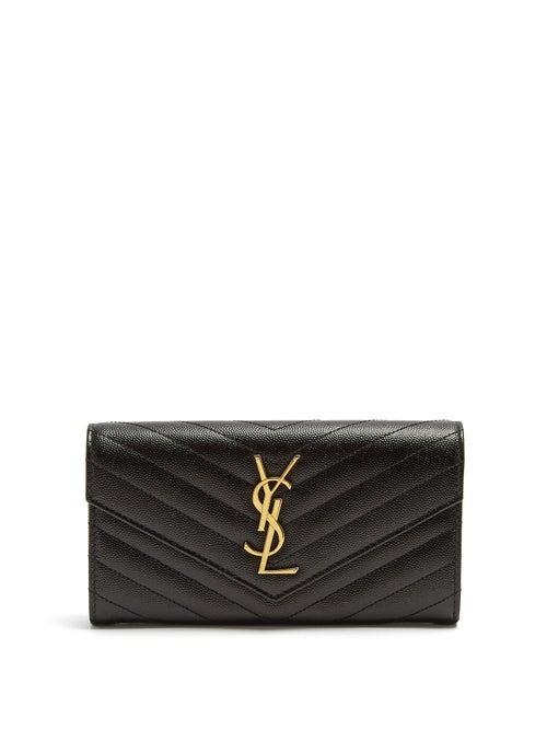 Matchesfashion.com Saint Laurent - Monogram Quilted Leather Wallet - Womens - Black