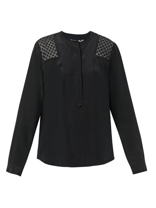 Rebecca Taylor Lace-panel Silk Blouse