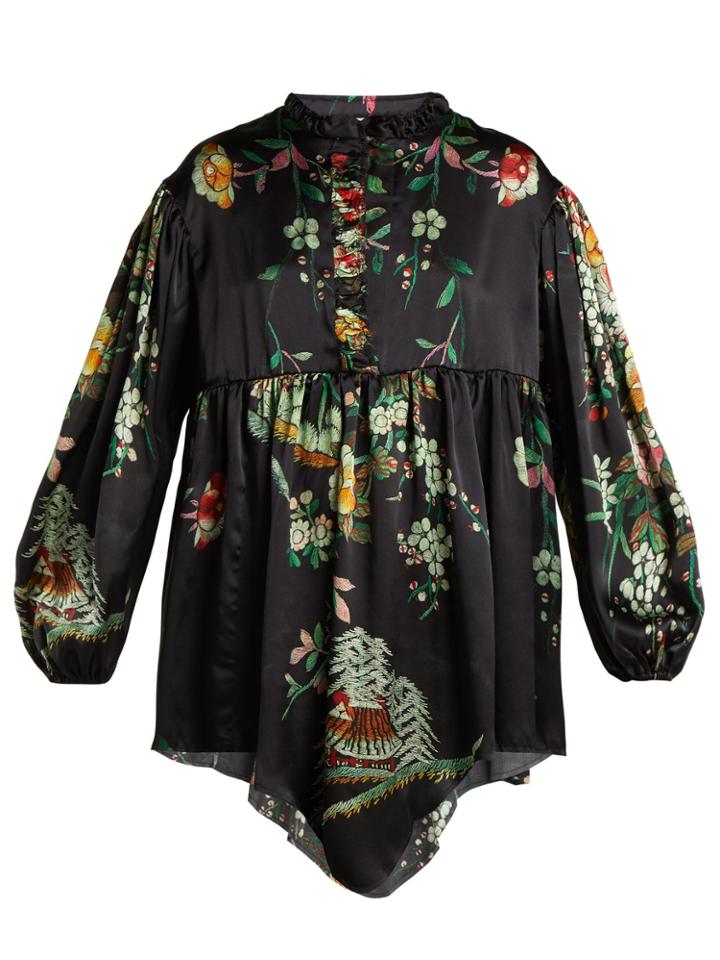 By Walid Nicky Floral-print Silk Blouse