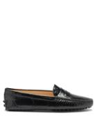 Matchesfashion.com Tod's - Crocodile-effect Leather Penny Loafers - Womens - Black