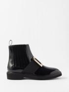 Roger Vivier - Viv Rangers Buckled Patent-leather Boots - Womens - Black