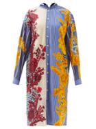Matchesfashion.com Biyan - Aroer Floral-patchwork Silk-blend Shirt Dress - Womens - Blue Multi