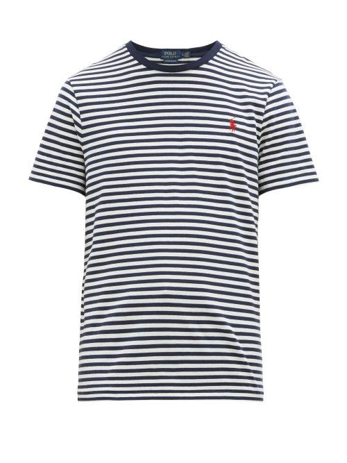 Matchesfashion.com Polo Ralph Lauren - Striped Slim Fit Cotton Jersey T Shirt - Mens - White Navy