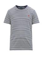 Matchesfashion.com Polo Ralph Lauren - Striped Slim Fit Cotton Jersey T Shirt - Mens - White Navy