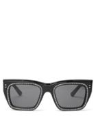 Matchesfashion.com Celine Eyewear - Crystal Embellished D Frame Sunglasses - Mens - Black