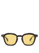 Matchesfashion.com Lucas Hugh - Metallic Inlay Square Acetate Sunglasses - Mens - Black