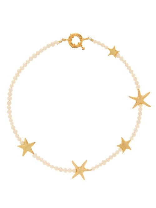 Matchesfashion.com Timeless Pearly - Star, Pearl & 24kt Gold-plated Choker - Womens - Gold