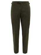 Matchesfashion.com Thom Sweeney - Front-pleated Wool-blend Crepe Trousers - Mens - Green