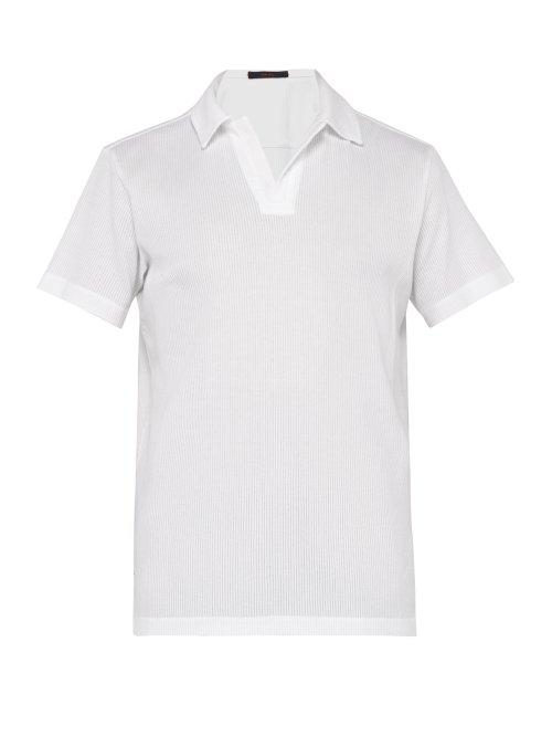 Matchesfashion.com The Gigi - Open Collar Ribbed Cotton Blend Polo Shirt - Mens - White
