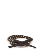 Matchesfashion.com Prada - Bow Studded Leather Belt - Womens - Black
