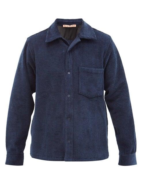 Matchesfashion.com Acne Studios - Denver Patch-pocket Cotton-blend Corduroy Shirt - Mens - Navy