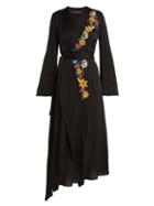 Matchesfashion.com Etro - Floral Embroidered Wrap Dress - Womens - Black Multi