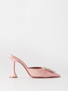 Amina Muaddi - Begum 95 Crystal-embellished Silk-satin Mules - Womens - Light Pink