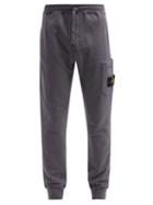 Matchesfashion.com Stone Island - Logo-patch Garment-dyed Cotton-jersey Track Pants - Mens - Dark Grey