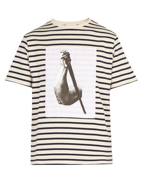Matchesfashion.com Jw Anderson - Striped Cotton T Shirt - Mens - Cream
