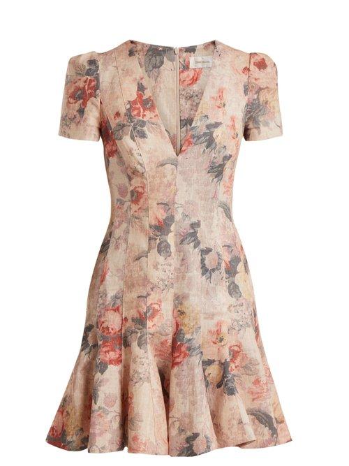 Matchesfashion.com Zimmermann - Radiate Flip Floral Dress - Womens - Cream Print