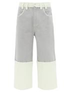 Matchesfashion.com Eckhaus Latta - Cropped Panelled Wide Leg Jeans - Mens - Green Mint