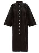 Les Vacances D'irina - Bigger Splash Gathered Cotton-muslin Midi-dress - Womens - Black