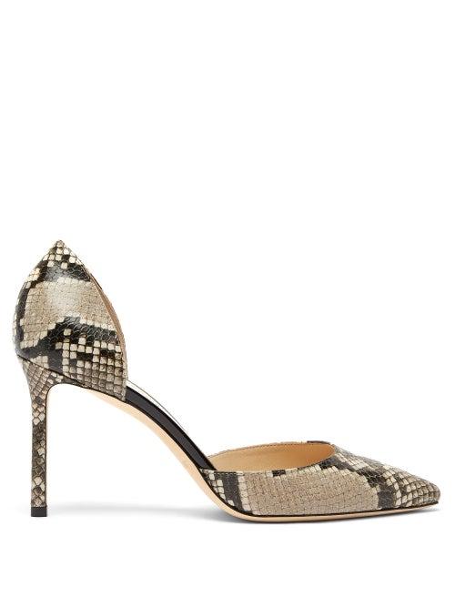 Matchesfashion.com Jimmy Choo - Esther 85 Python-effect Leather D'orsay Pumps - Womens - Python