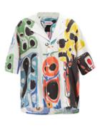 Matchesfashion.com Charles Jeffrey Loverboy - Sailor-collar Abstract-print Silk-blend Shirt - Womens - Multi